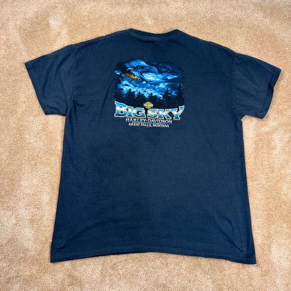 Y2K Harley-Davidson Big Sky Great Falls Montana Eagle T-Shirt Adult XXL 2XL - Picture 5 of 5